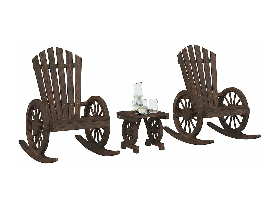 Salon de jardin 3 pcs bois de sapin massif FR83556