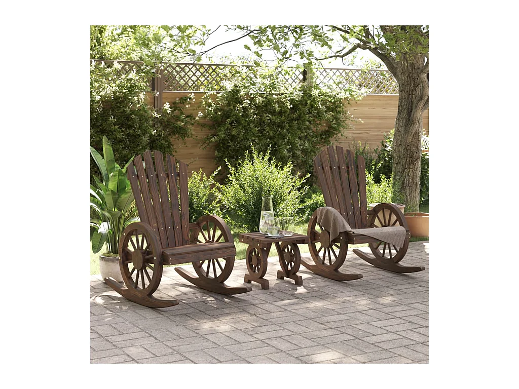 3 pcs conjunto lounge de jardim madeira de abeto maciça PT778823