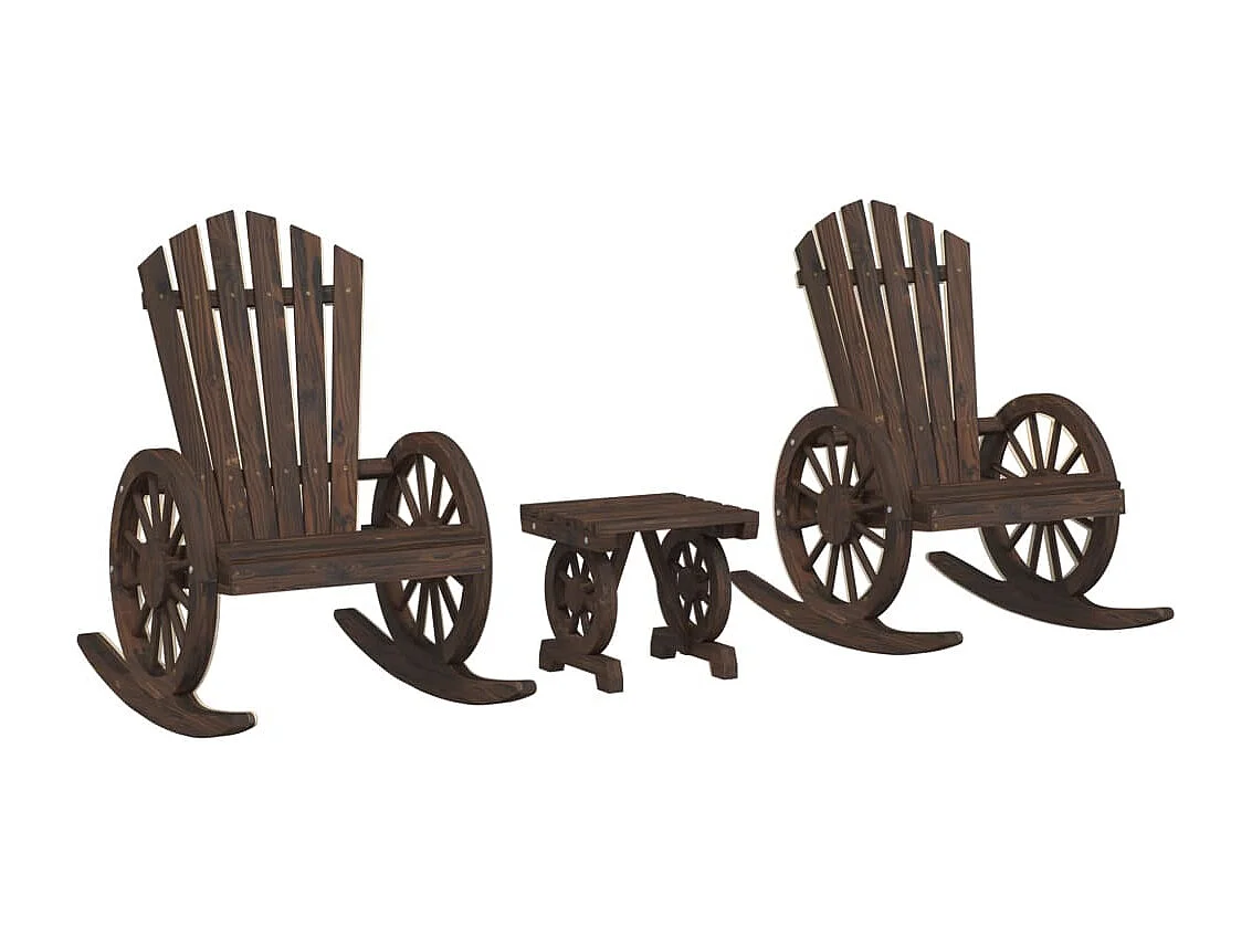 Salon de jardin 3 pcs bois de sapin massif FR83556