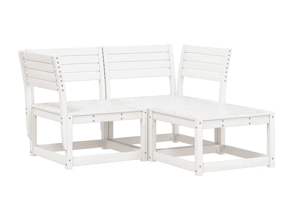 Salon de jardin 3 pcs blanc bois de pin massif FR91326