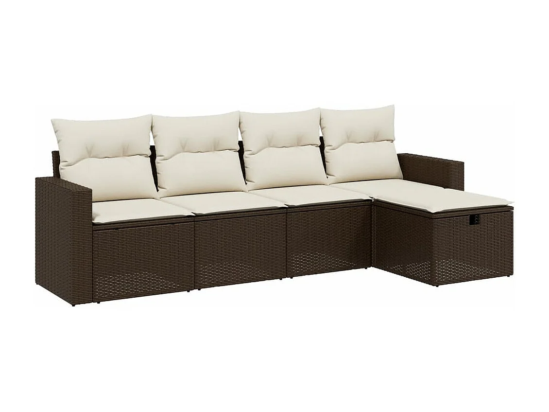Salon de jardin avec coussins 5 pcs marron résine tressée FR45051