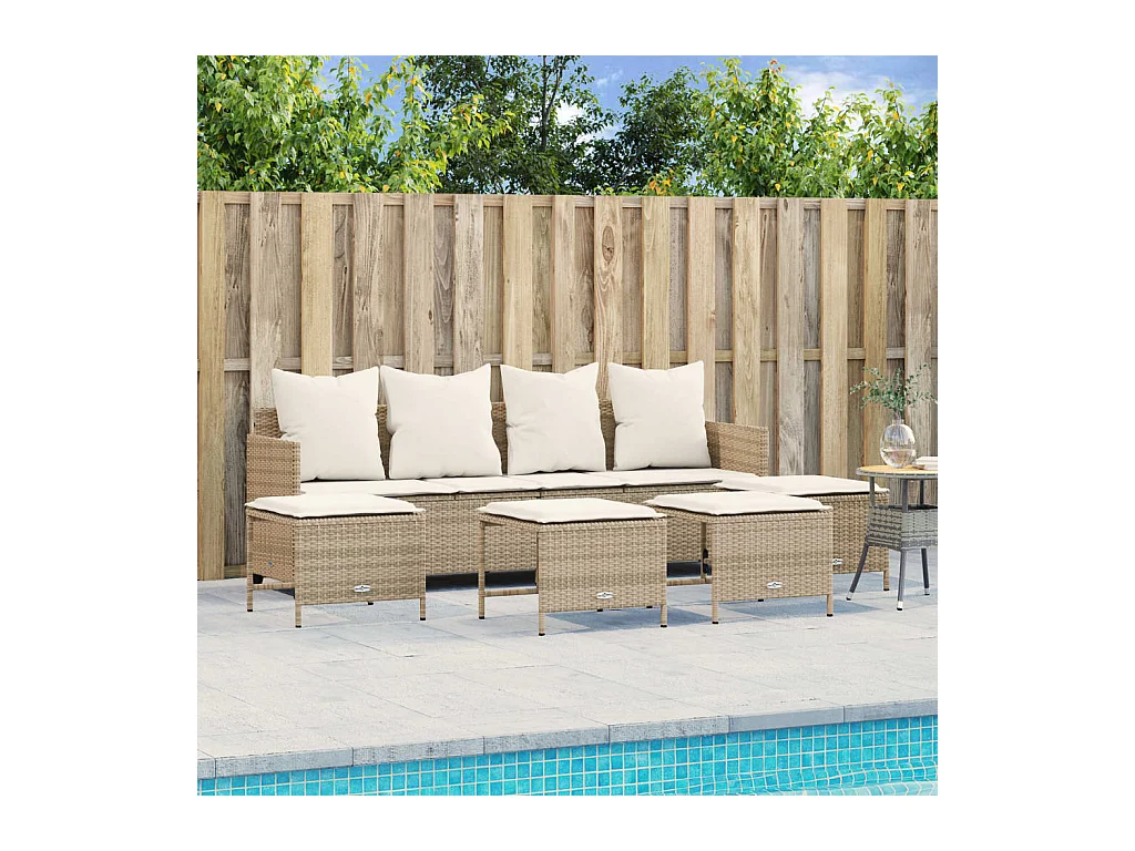 Salon de jardin avec coussins 5 pcs beige résine tressée FR18863