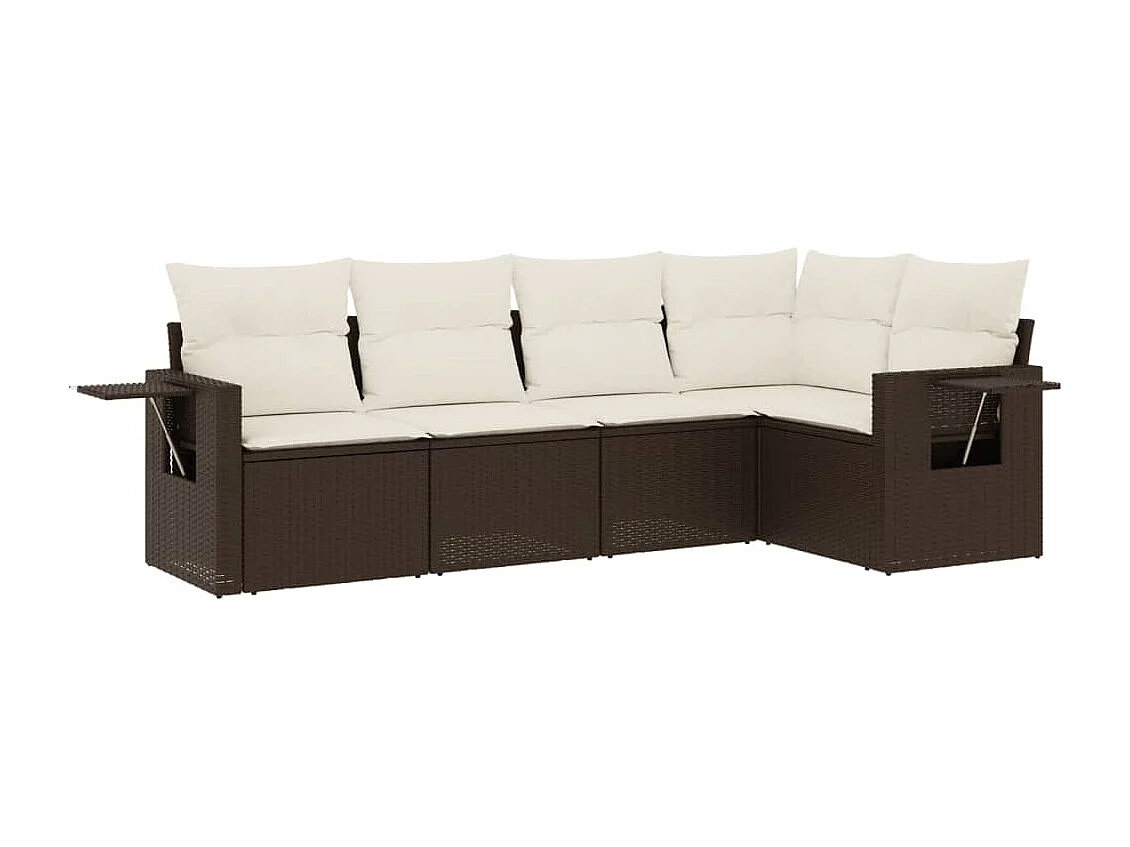 Conjunto de jardín 5 piezas y cojines ratán sintético marrón ES950329