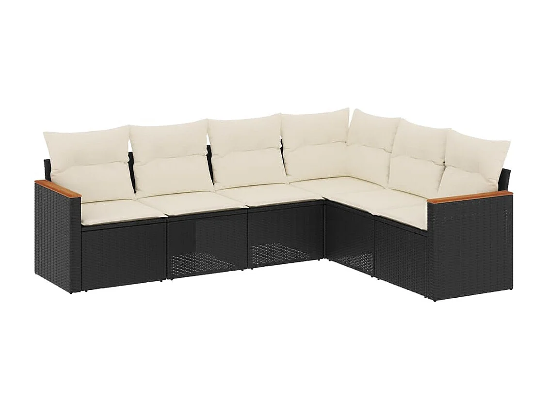 Salon de jardin 6 pcs avec coussins noir résine tressée FR47665