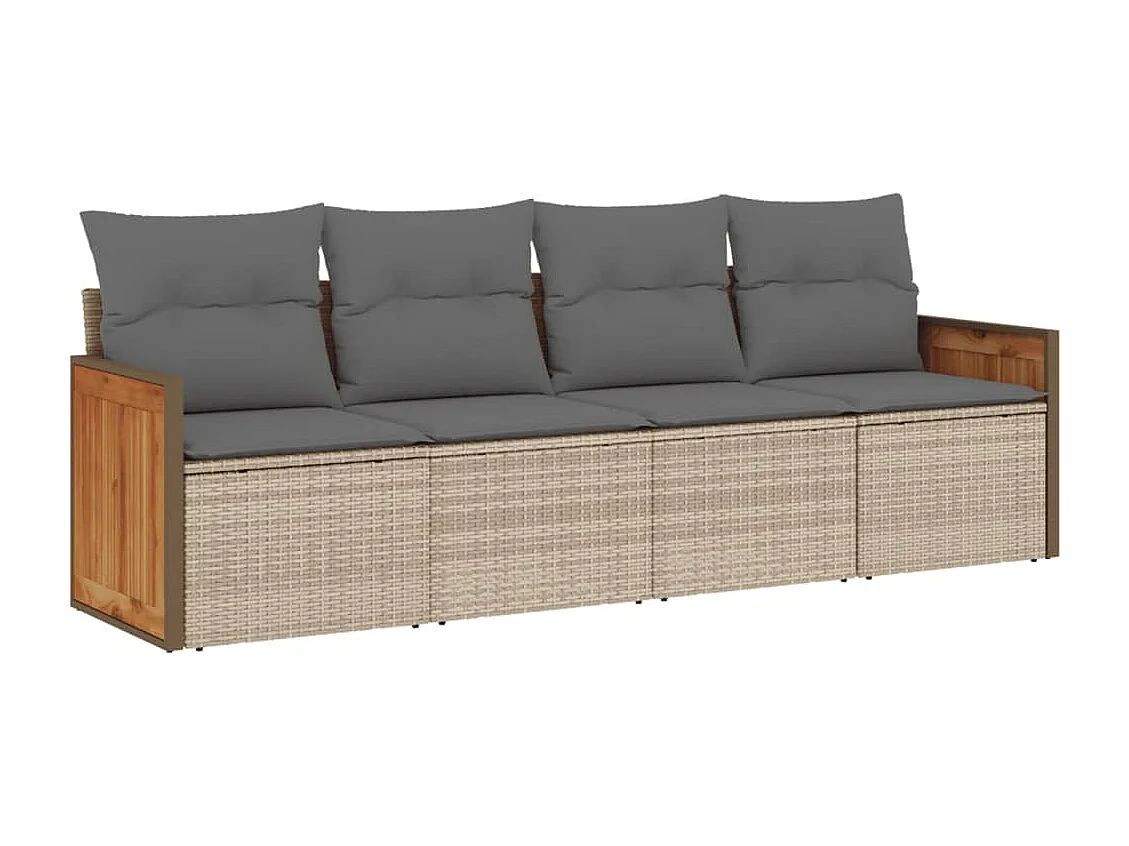 Salon de jardin avec coussins 4 pcs beige résine tressée FR33033