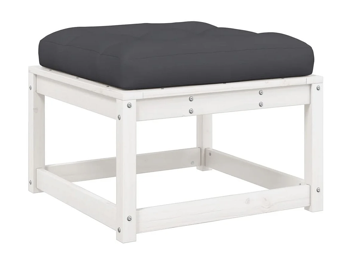 Salon de jardin 3 pcs avec coussins blanc bois massif de pin FR15288