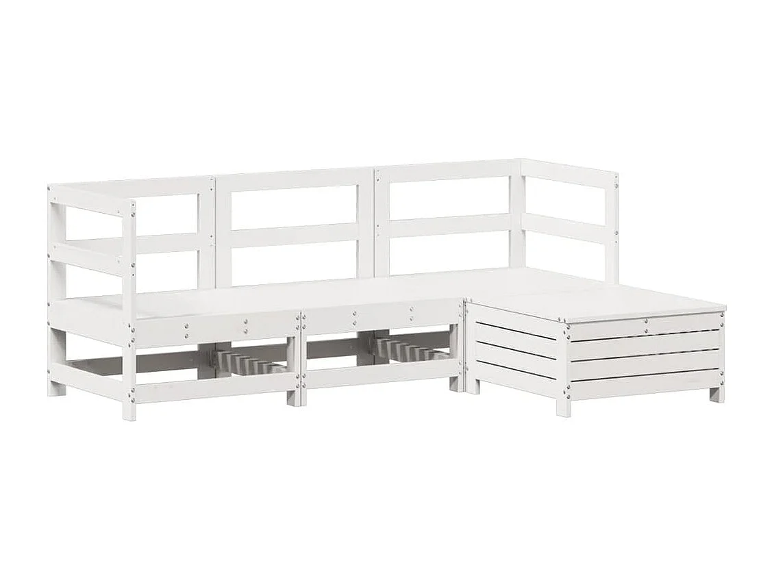 Salon de jardin 4 pcs blanc bois de pin massif FR22652