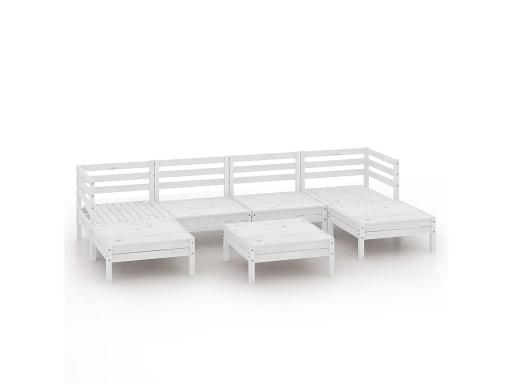 7 pcs conjunto lounge de jardim pinho maciço branco PT444224