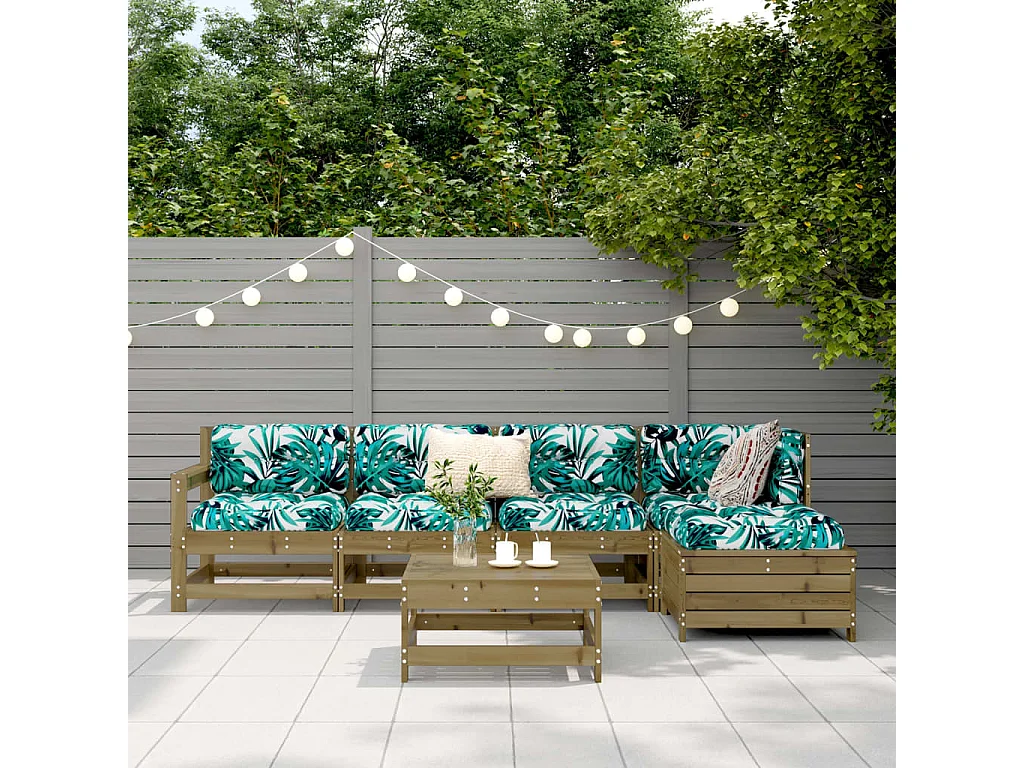 Salon de jardin 6 pcs bois de pin imprégné FR95446