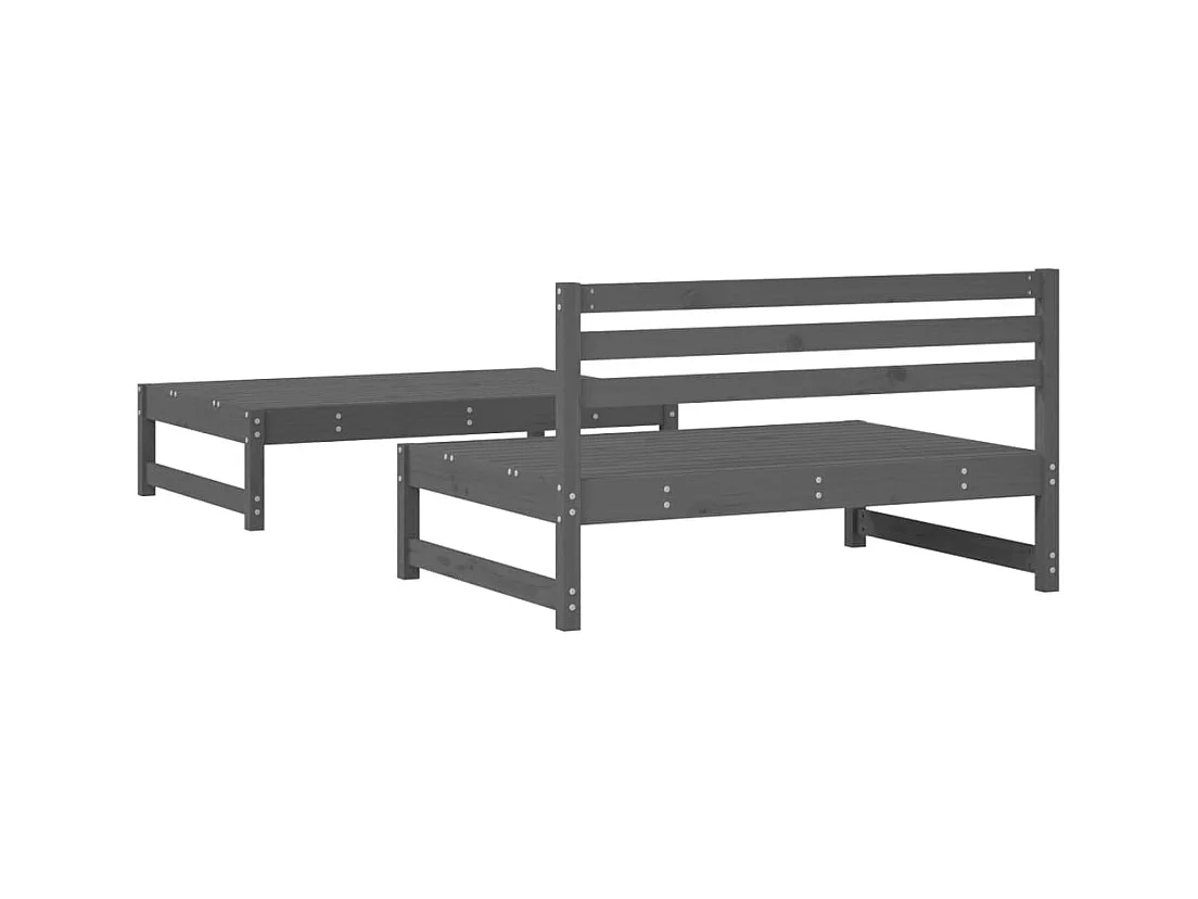 Salon de jardin 2 pcs gris bois massif de pin FR31002