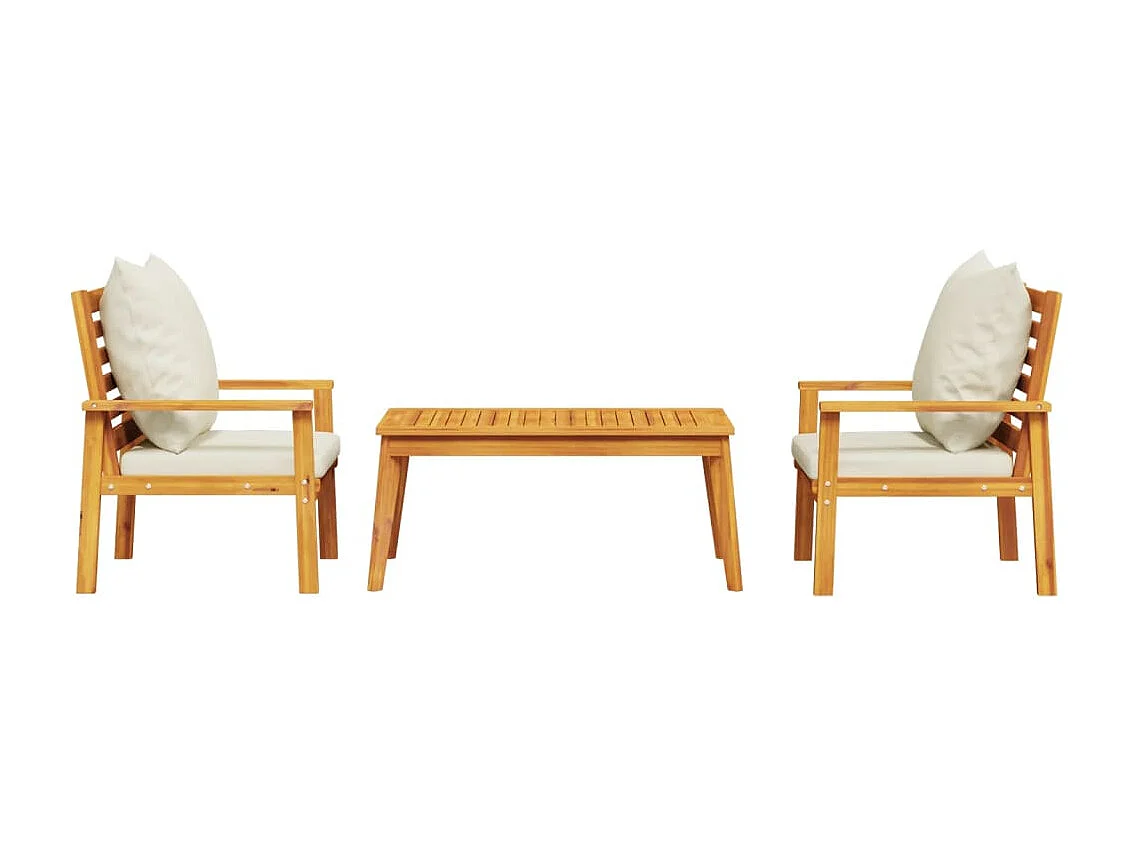 Salon de jardin 3 pcs avec coussins bois massif d'acacia FR15350