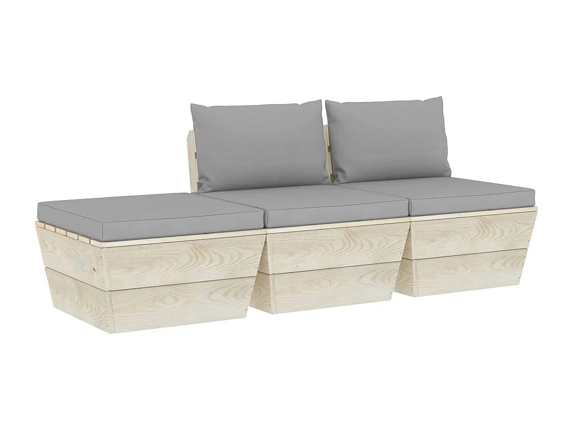 3-delige Loungeset met kussens pallet vurenhout BE369521