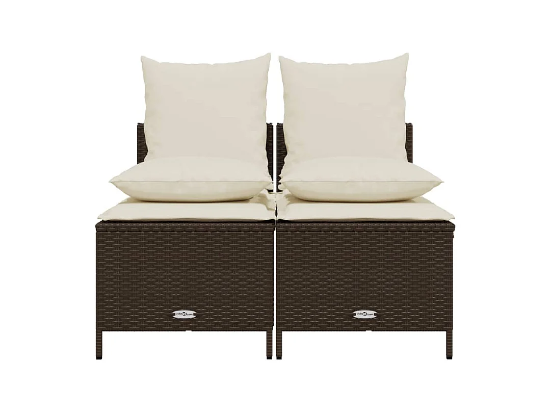 Salon de jardin 4 pcs avec coussins marron résine tressée FR81706