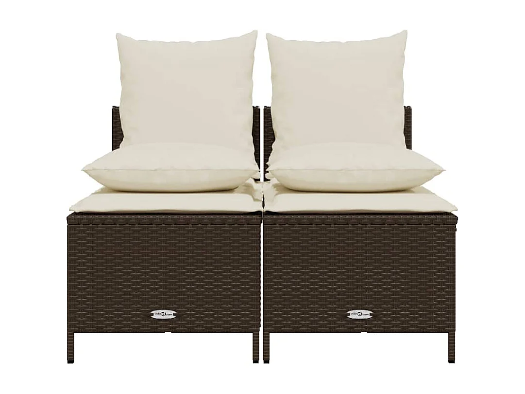 Salon de jardin 4 pcs avec coussins marron résine tressée FR81706