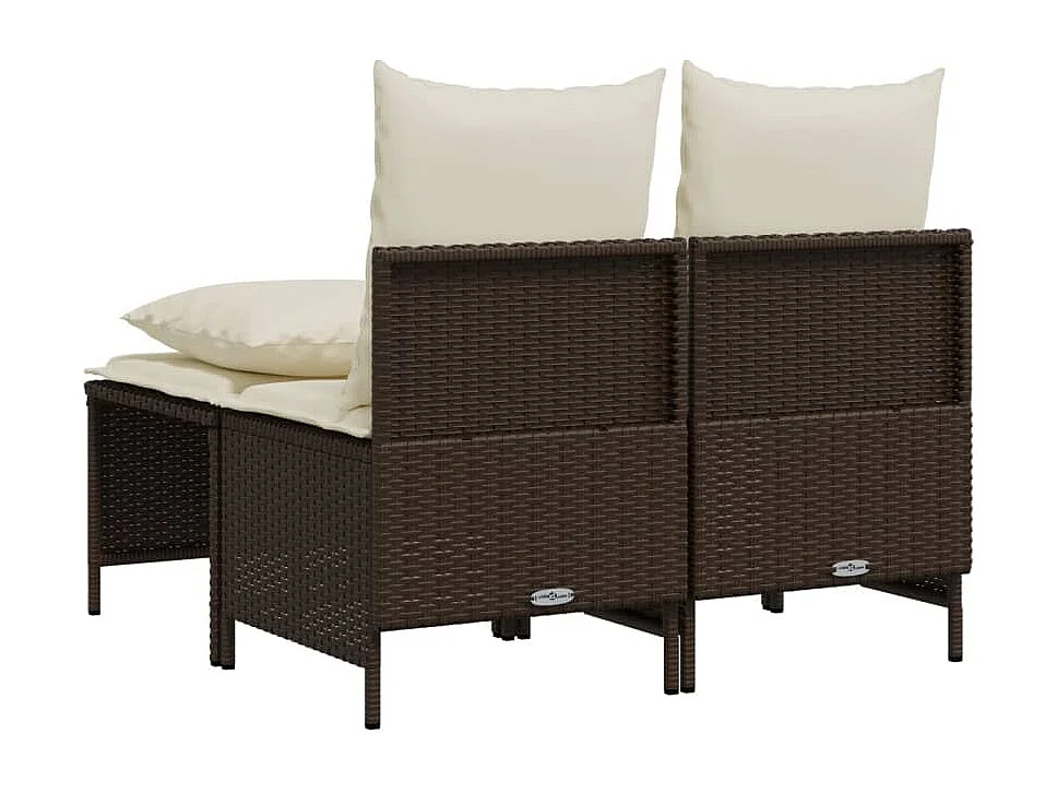 Salon de jardin 4 pcs avec coussins marron résine tressée FR81706