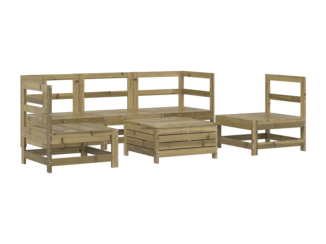 Salon de jardin 6 pcs bois de pin imprégné FR78971