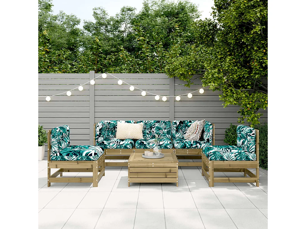 Salon de jardin 6 pcs bois de pin imprégné FR78971