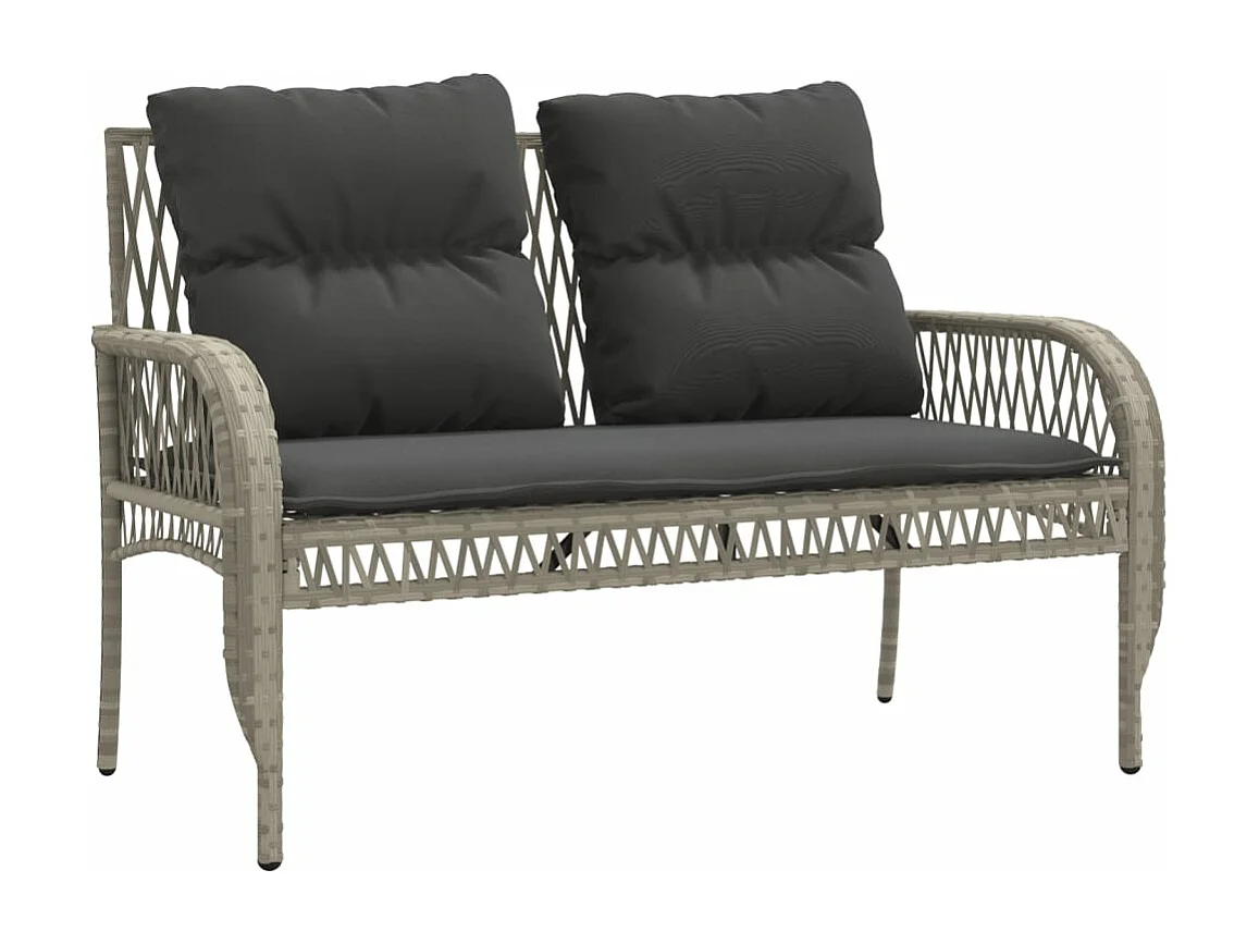 Salon de jardin 4 pcs avec coussins gris clair résine tressée FR12590