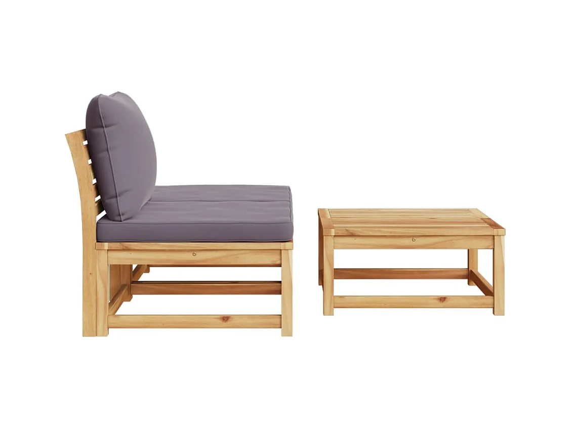 Salon de jardin 3 pcs avec coussins bois massif d'acacia FR66241