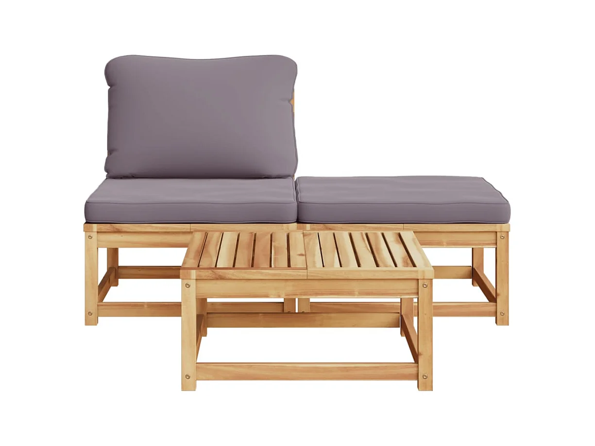 Salon de jardin 3 pcs avec coussins bois massif d'acacia FR66241