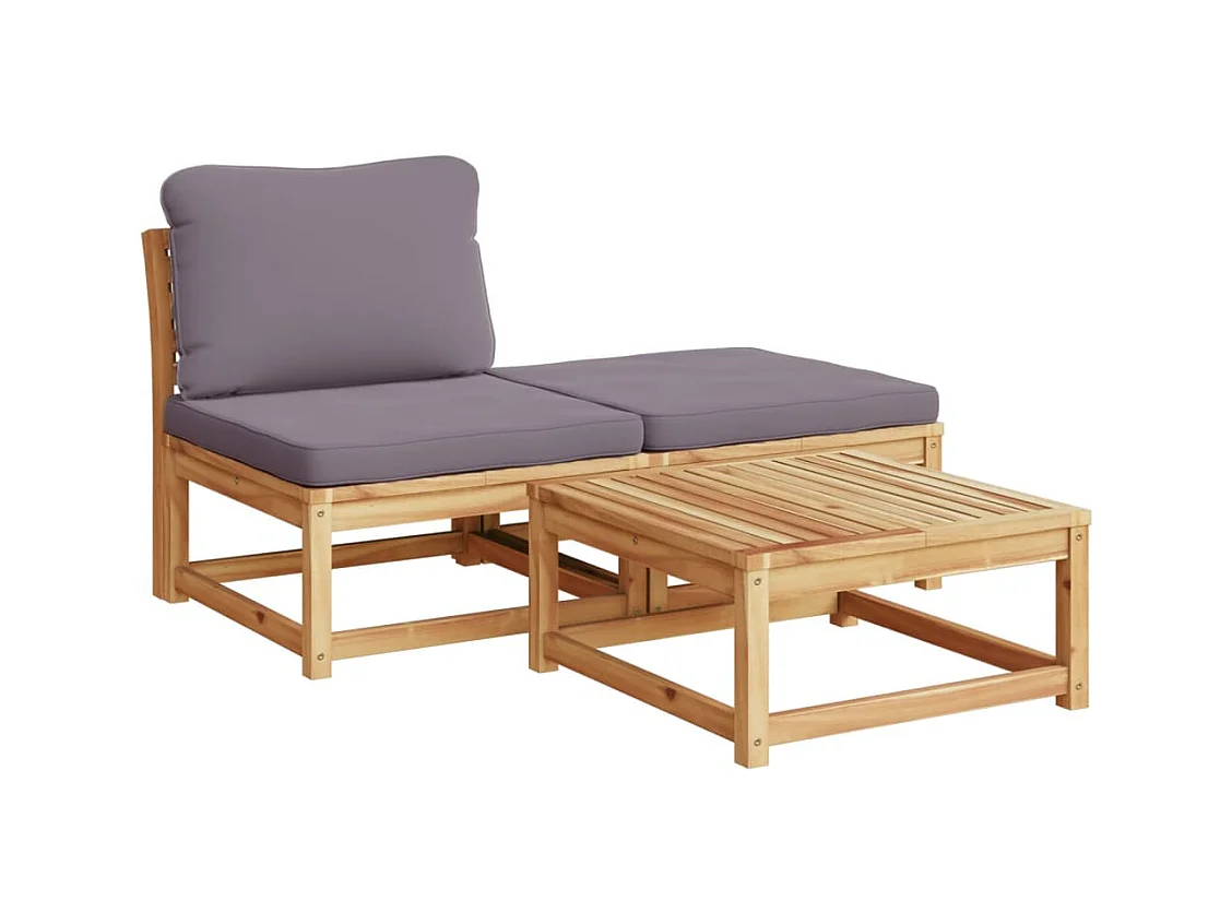 Salon de jardin 3 pcs avec coussins bois massif d'acacia FR66241