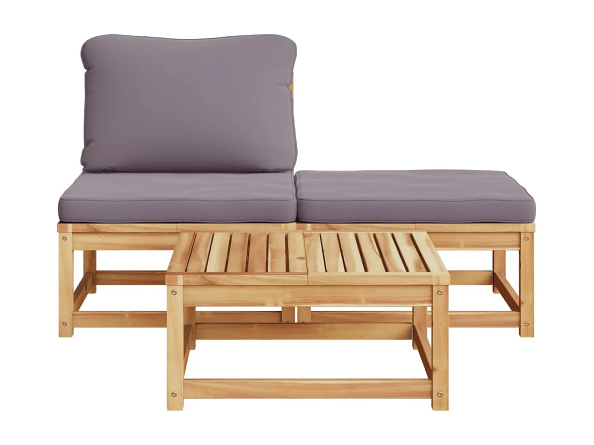 Salon de jardin 3 pcs avec coussins bois massif d'acacia FR66241