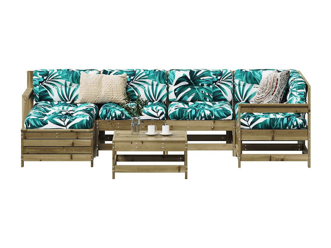 Conjunto de jardín 7 pzas madera de pino impregnada ES732328