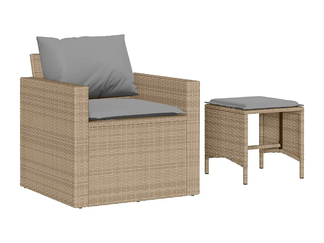 Salon de jardin avec coussins 4 pcs beige résine tressée FR72598