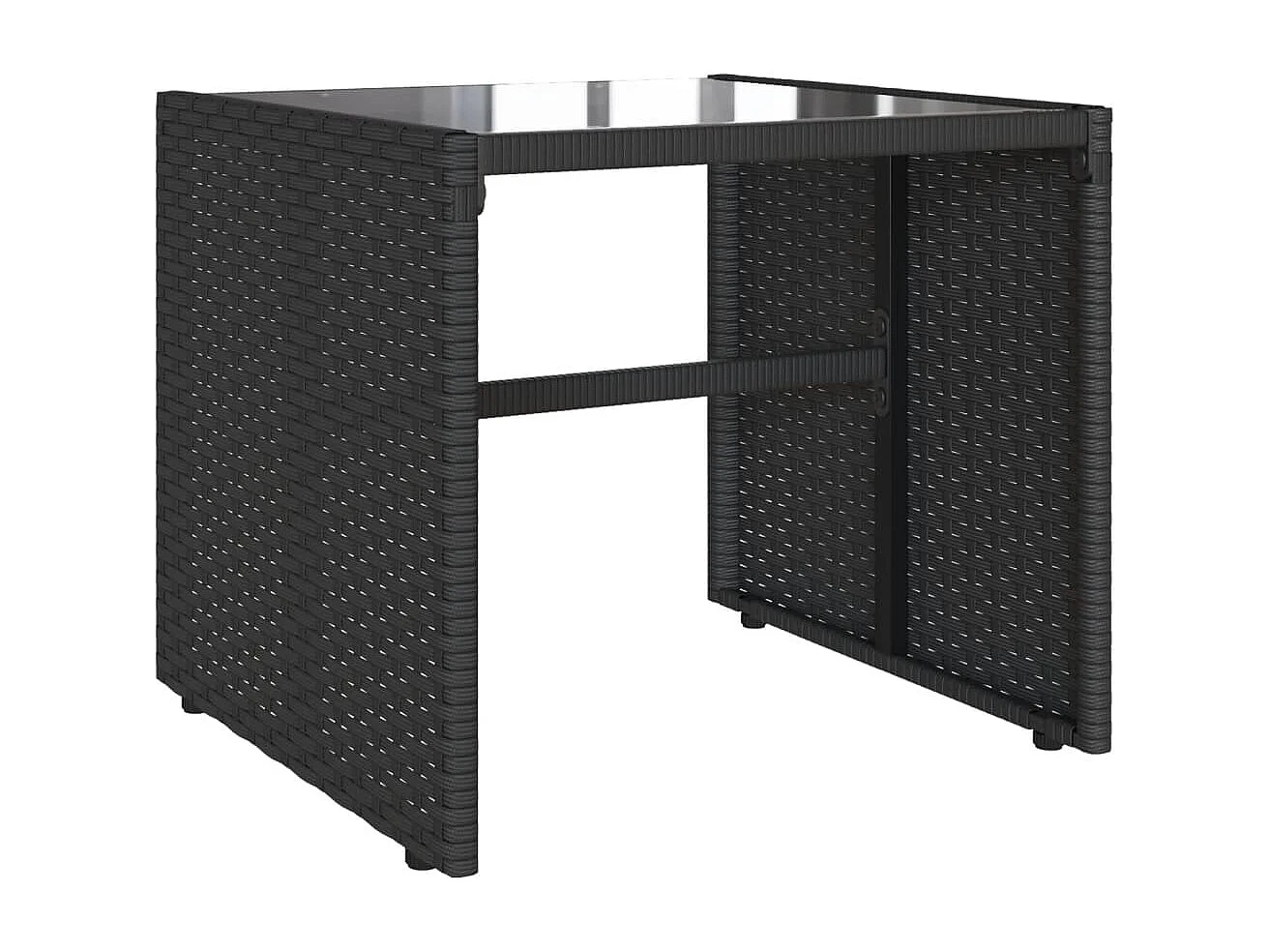 Salon de jardin 4 pcs avec coussins noir résine tressée FR37955