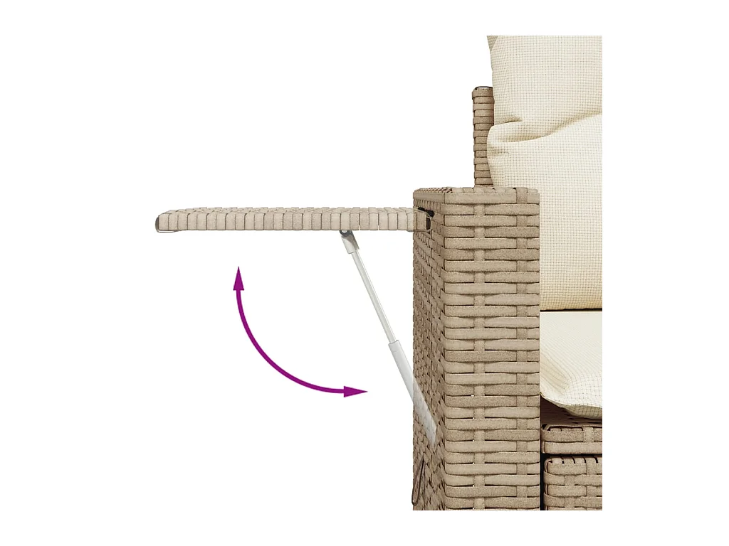 Salon de jardin avec coussins 3 pcs beige résine tressée FR76962