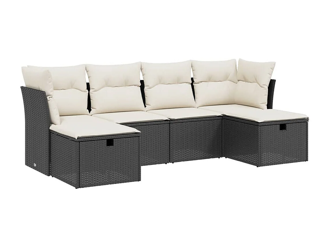 Conjunto de jardín 6 piezas y cojines ratán sintético negro ES494976