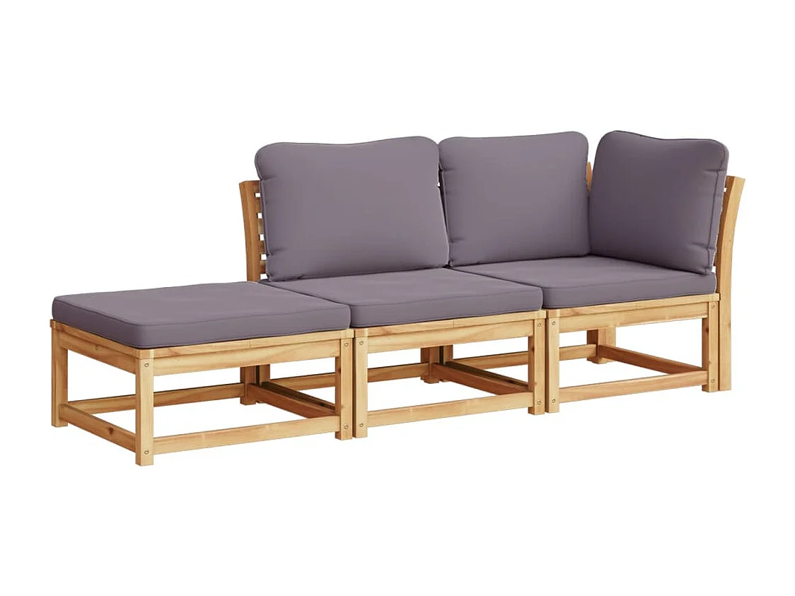 Salon de jardin 3 pcs avec coussins bois massif d'acacia FR58191