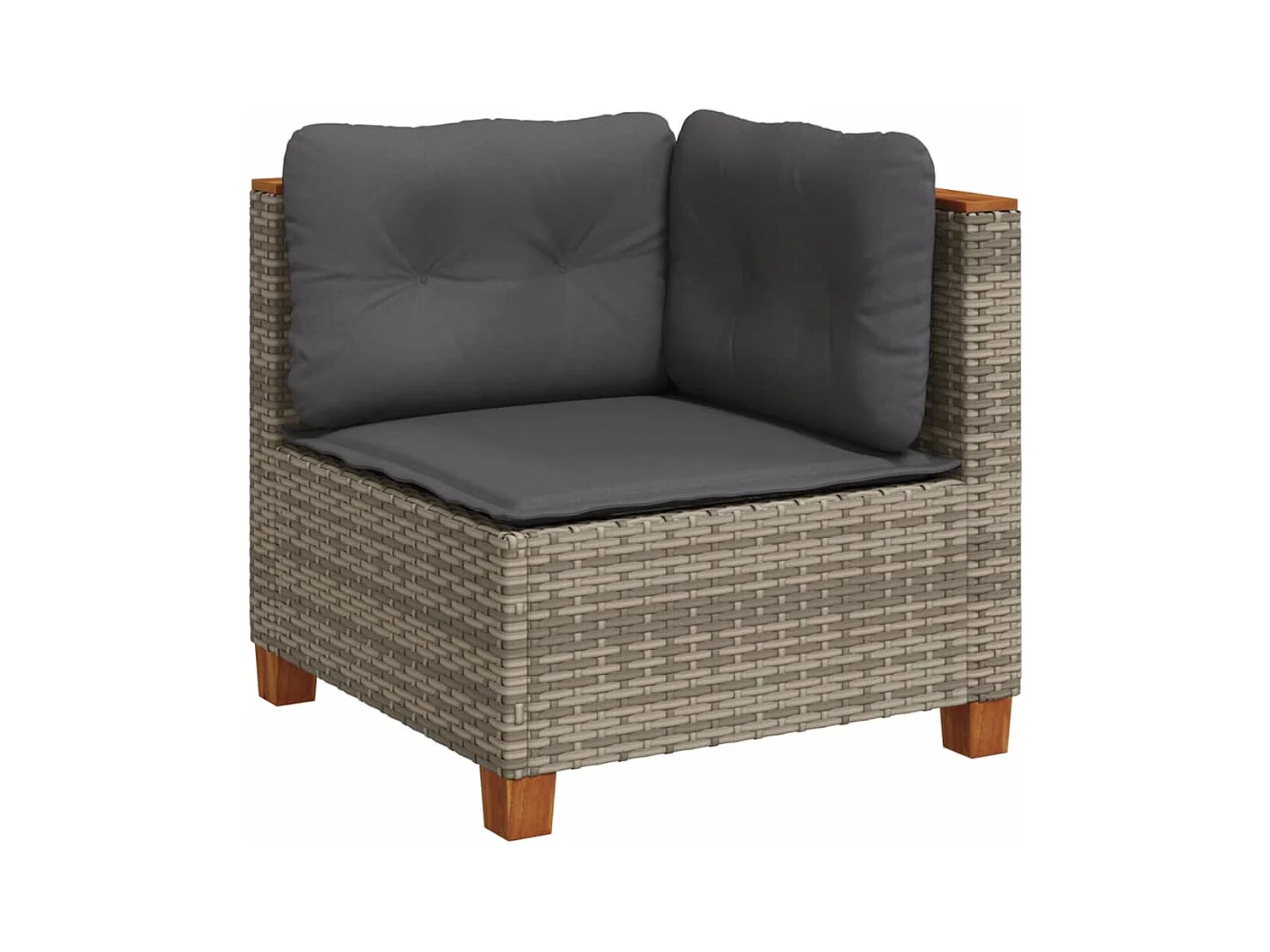 Salon de jardin 4 pcs avec coussins gris résine tressée FR59513