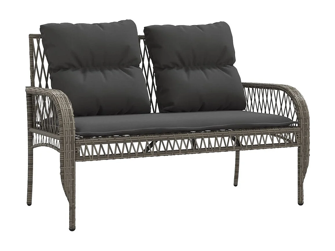 Salon de jardin 4 pcs avec coussins gris résine tressée FR71302