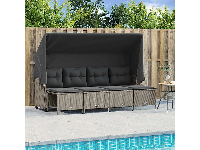 Salon de jardin 5 pcs avec coussins gris clair résine tressée FR35514