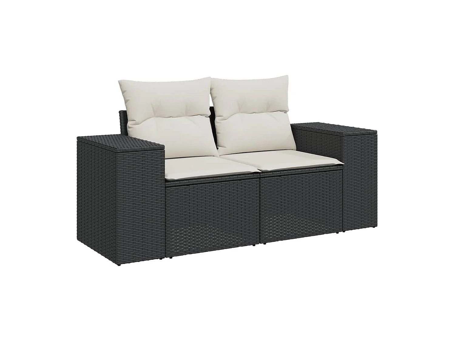 6 pcs conjunto sofás de jardim c/ almofadões vime PE preto PT252265