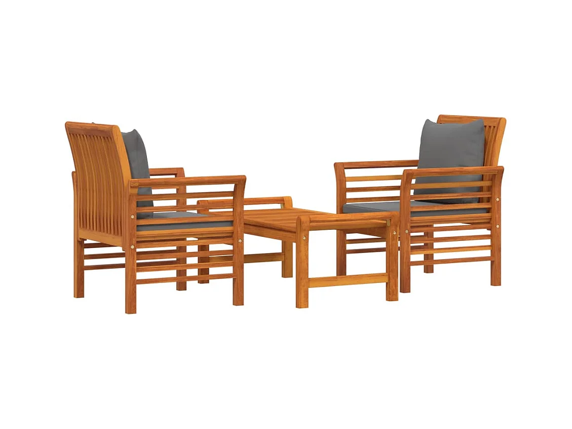 Salon de jardin 3 pcs avec coussins bois massif d'acacia FR93515