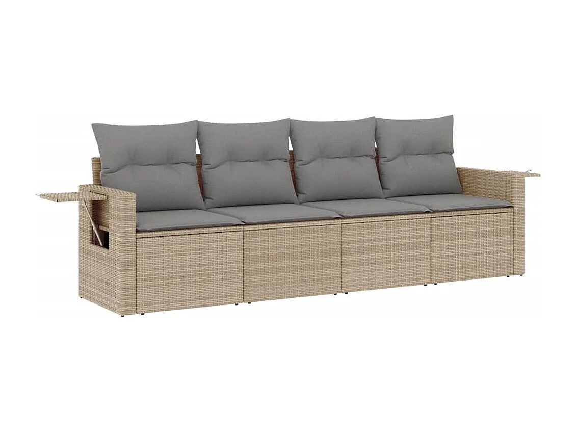 Salon de jardin avec coussins 4 pcs beige résine tressée FR85046