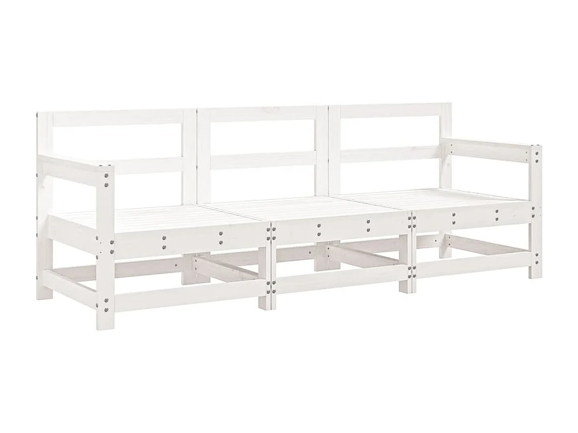 3-delige Loungeset massief grenenhout wit BE401455