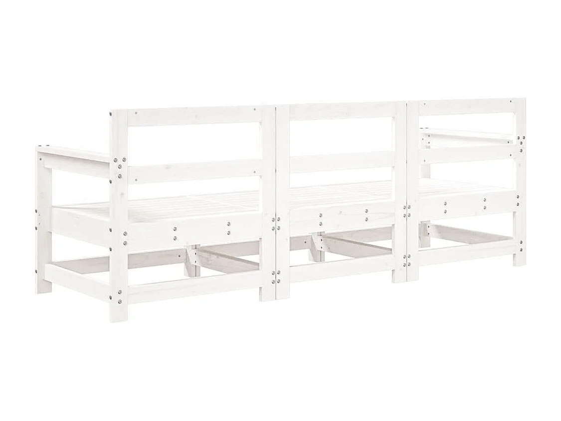 3-delige Loungeset massief grenenhout wit BE401455