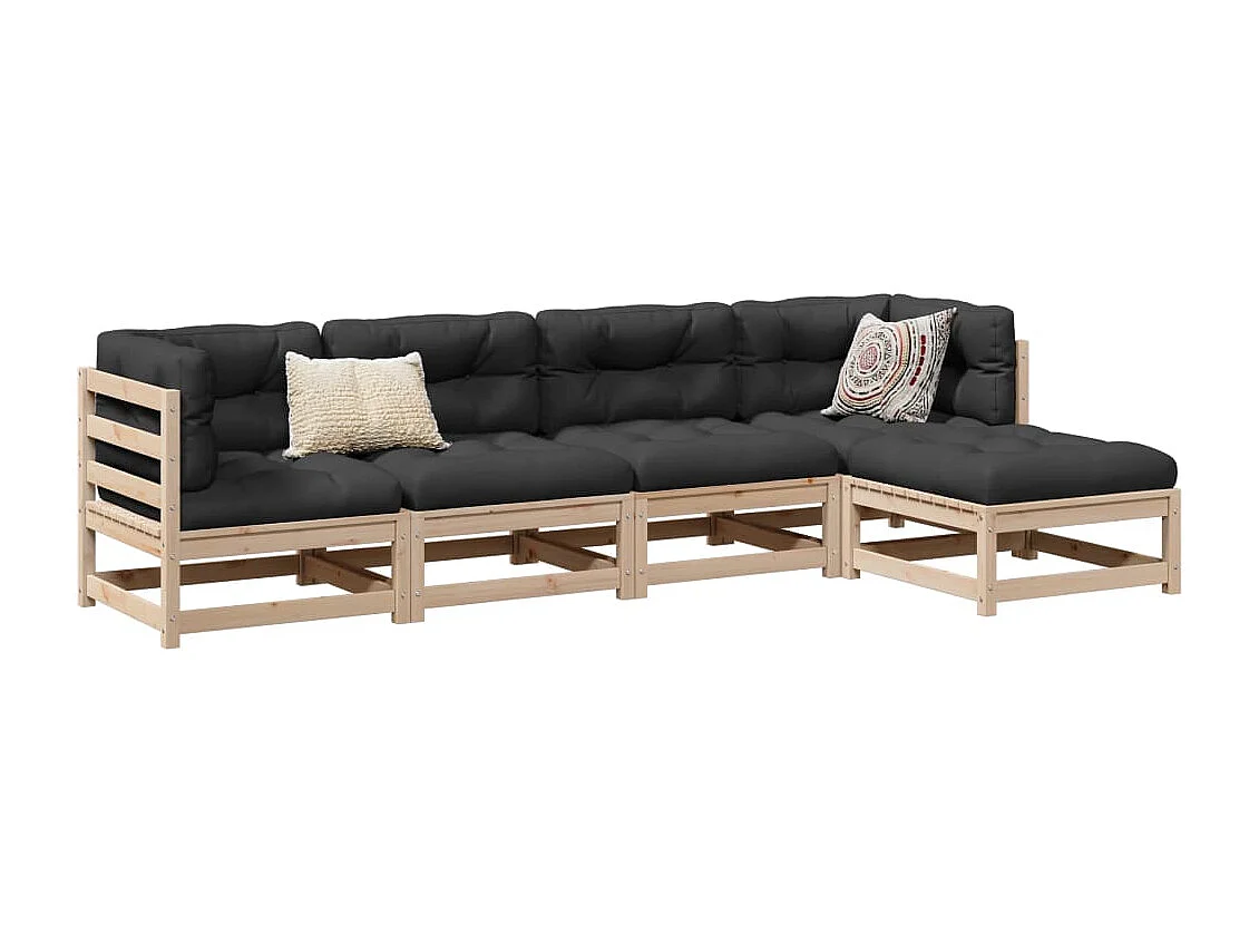 5-delige Loungeset massief grenenhout BE199396