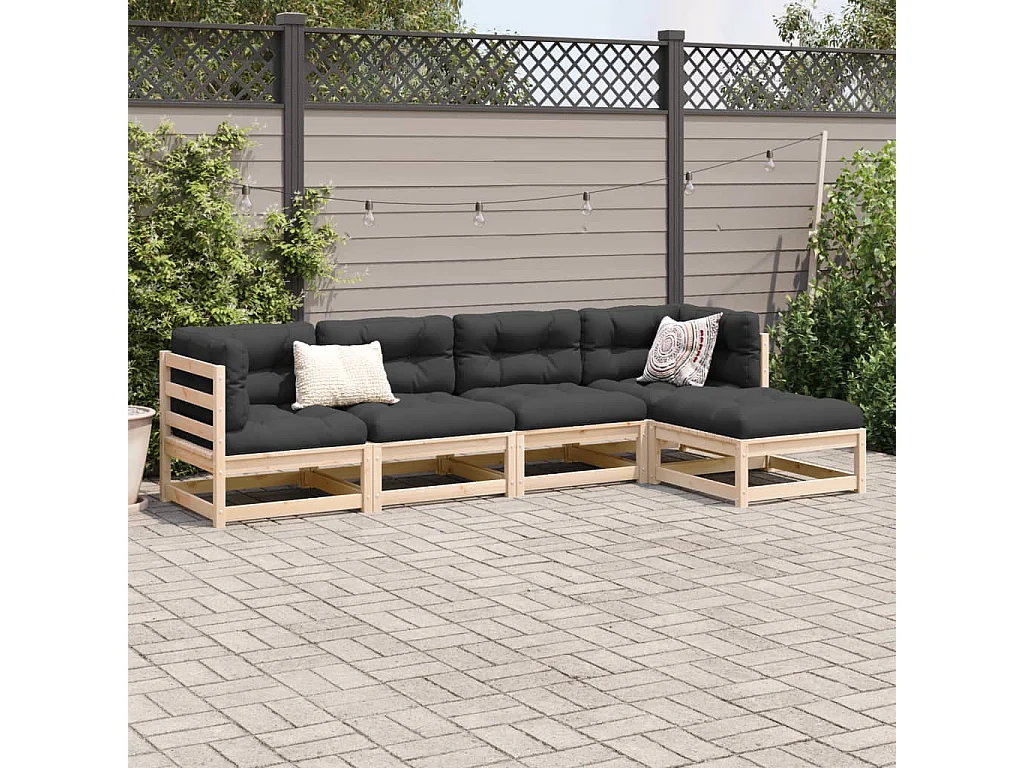 5-delige Loungeset massief grenenhout BE199396