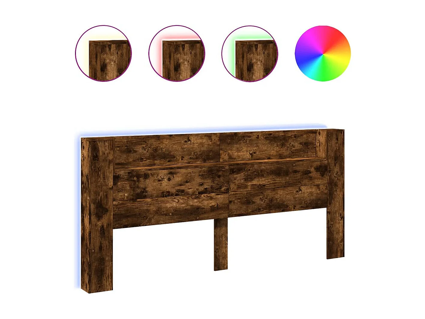 Testiera | Testata del letto con Contenitore a LED Rovere Fumo 220x16,5x103,5 cm