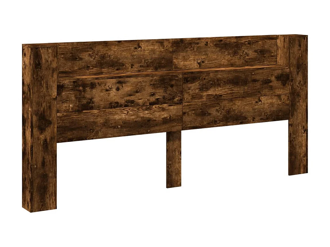 Armoire tête de lit avec LED chêne fumé 220x16,5x103,5 cm FR19576