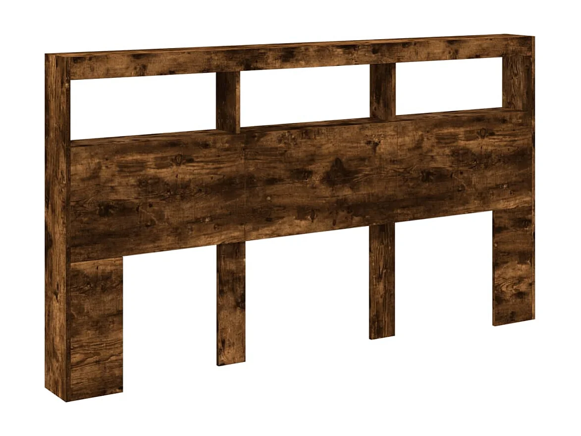 Cabecero de cama con luz LED roble ahumado 180x17x102 cm ES599050