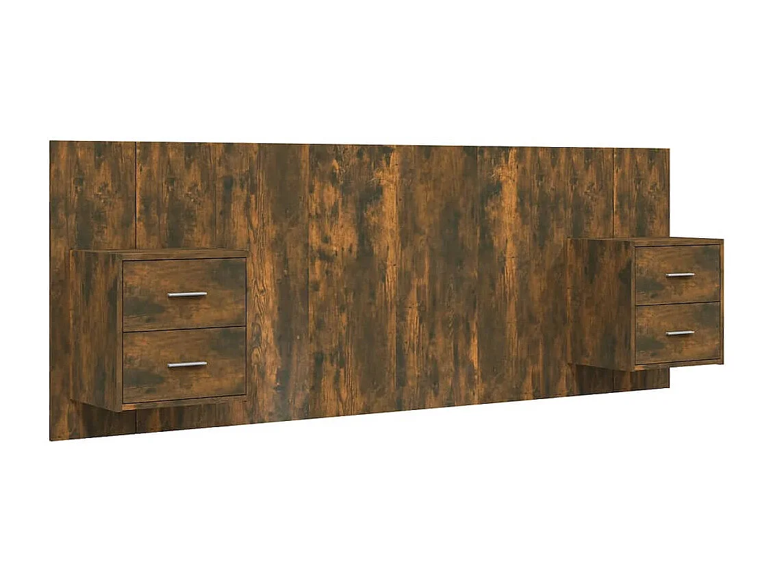 Tête de lit avec armoires Chêne fumé Bois d'ingénierie FR48746
