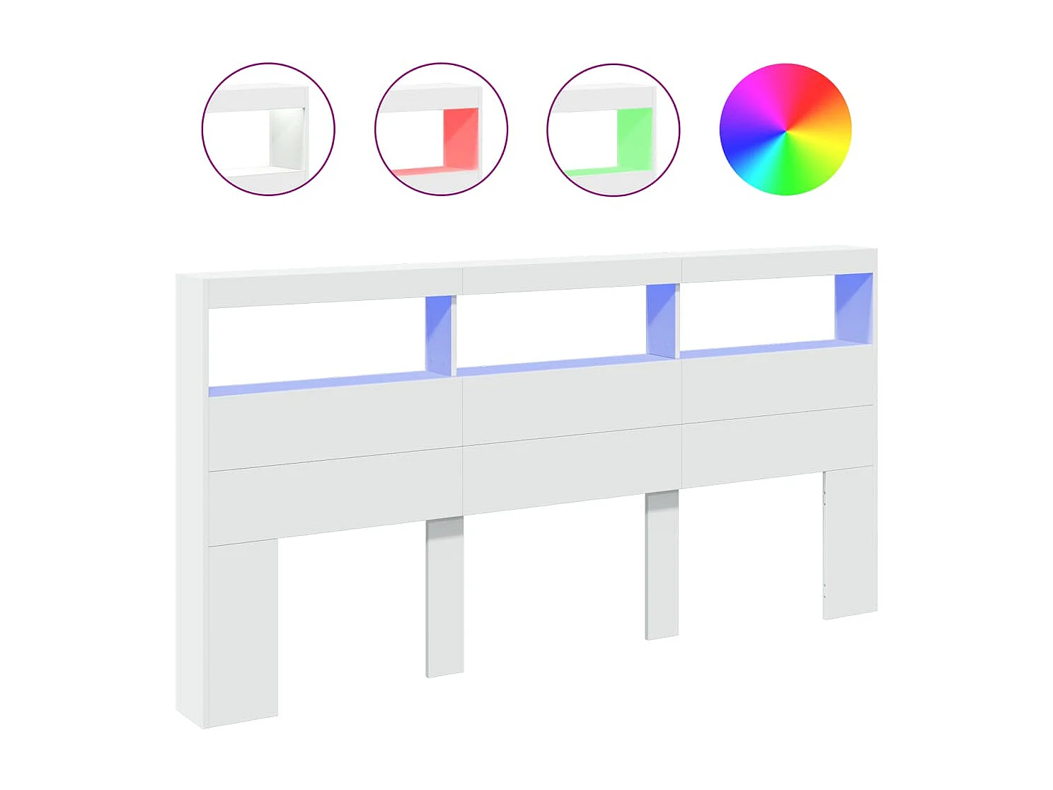 Armoire tête de lit avec LED blanc 200x17x102 cm FR81186