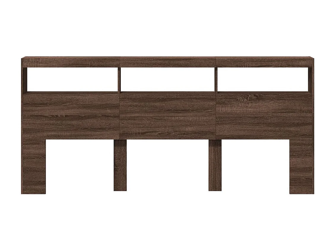 Cabecero de cama con luz LED marrón roble 220x17x102 cm ES479965