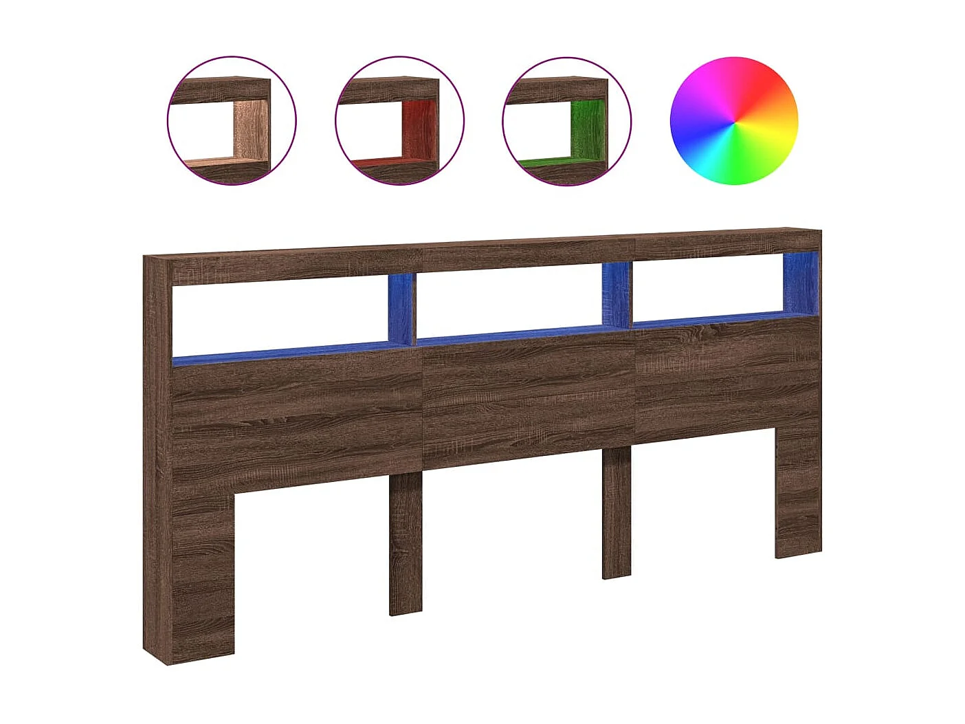 Armoire tête de lit avec LED chêne marron 220x17x102 cm FR10287