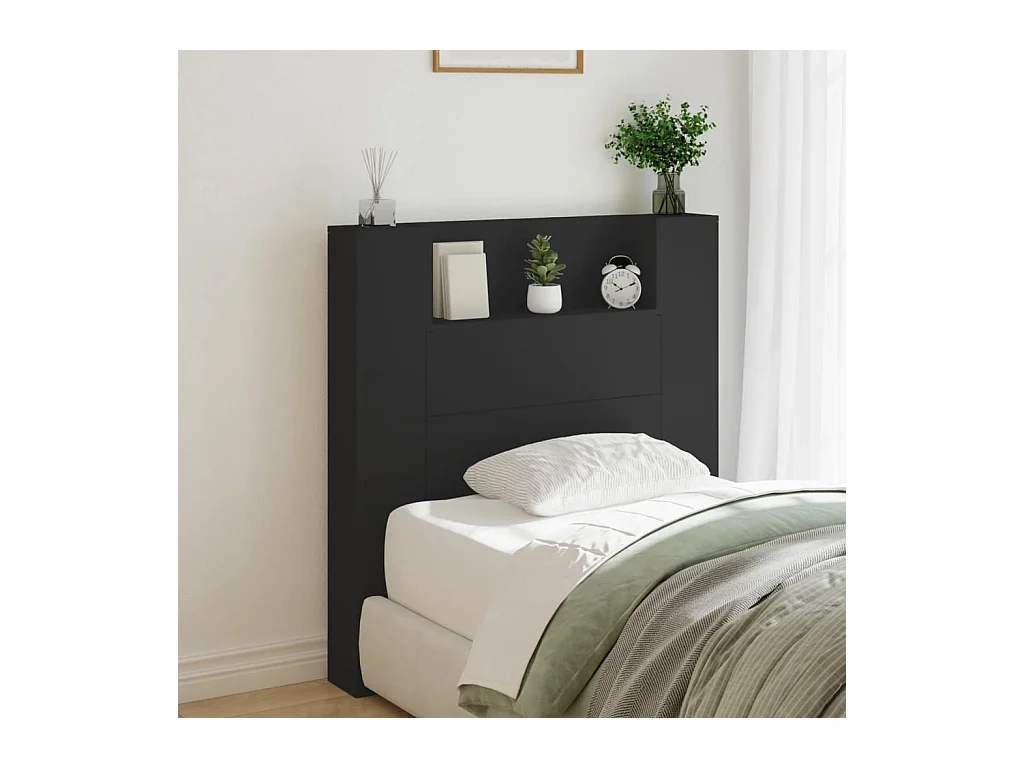 Testiera | Testata del letto con Contenitore a LED Nera 100x16,5x103,5 cm